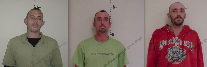 Mattapoisett Police arrested the Bowman brothers on Sunday night after they were found with copper pipes in the backseat of their car. COURTESY MATTAPOISETT POLICE DEPARTMENT